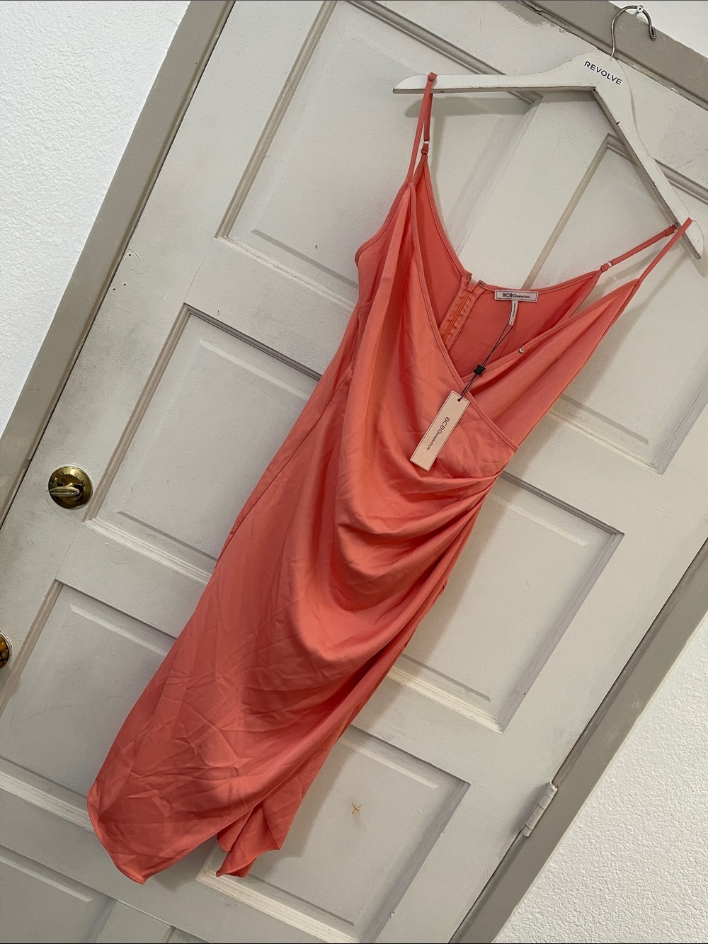 BCBGeneration Coral Pink Satin Slip Dress